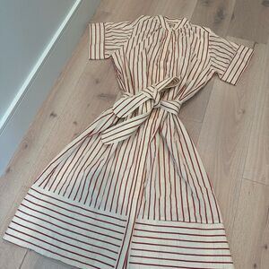 Tuckernuck Red and Cream Striped Midi Dress